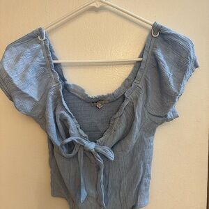 Love Tree Light Blue Ruffled Blouse